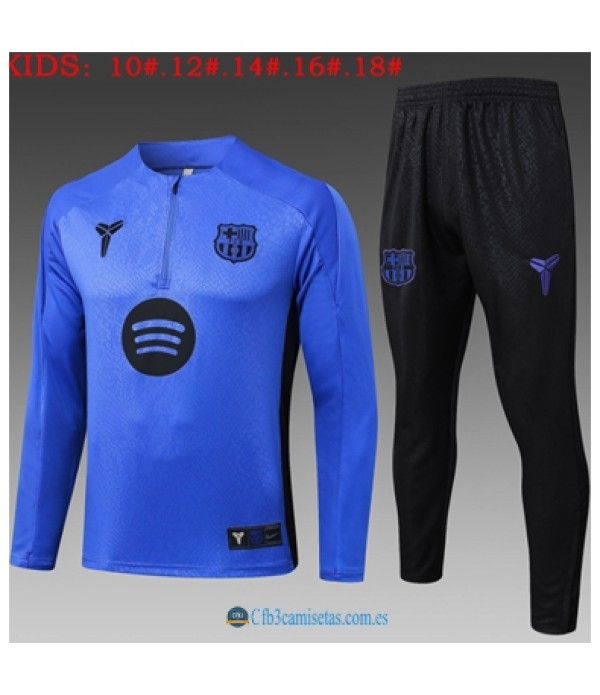 CFB3-Camisetas Chándal fc barcelona 2025/26 bule half zipper - niÑos