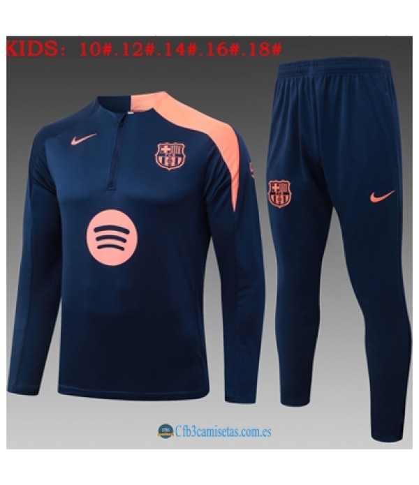 CFB3-Camisetas Chándal fc barcelona 2025/26 dark bule ii half zipper - niÑos
