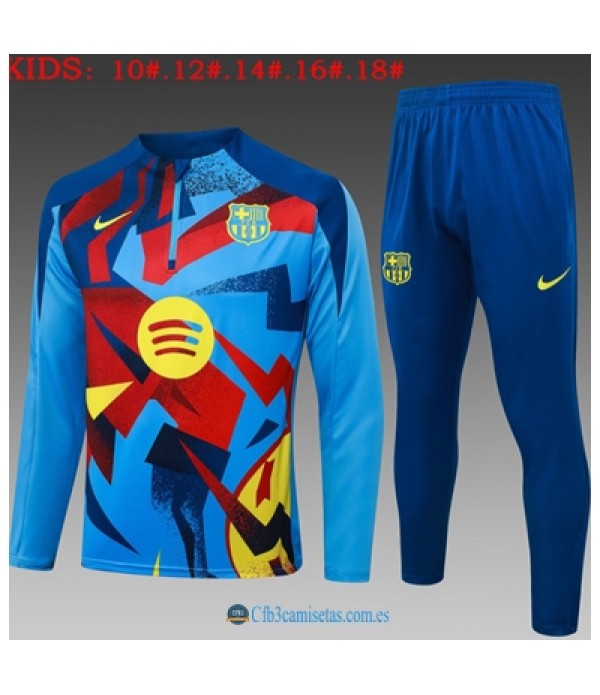 CFB3-Camisetas Chándal fc barcelona 2025/26 light bule half zipper - niÑos