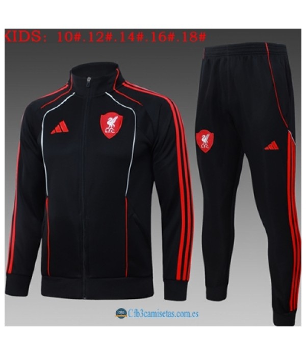 CFB3-Camisetas Chándal liverpool 2025/26 black long zipper - niÑos