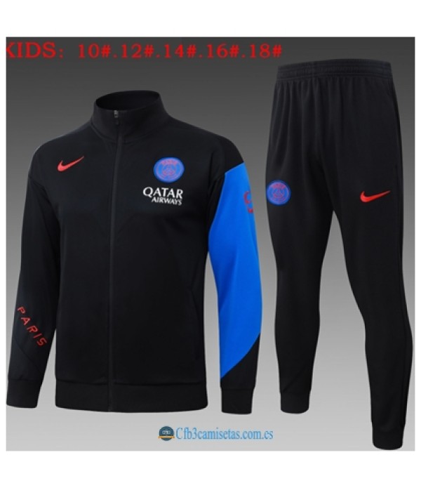 CFB3-Camisetas Chándal psg 2025/26 black ii long zipper - niÑos