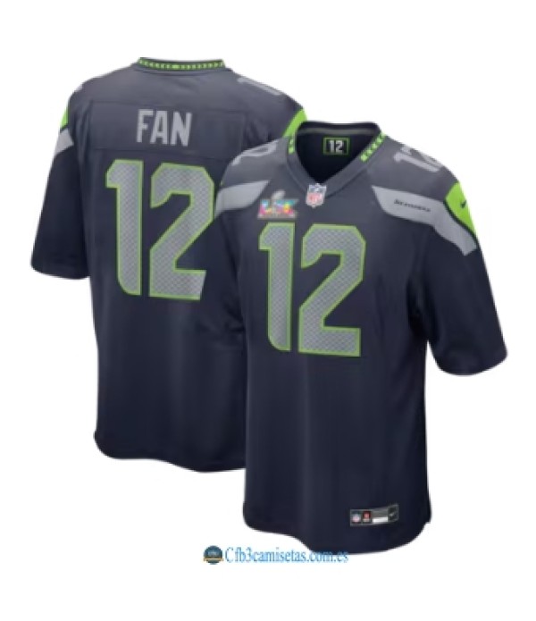 CFB3-Camisetas 12s seattle seahawks nike super bowl lx patch game jersey - college navy