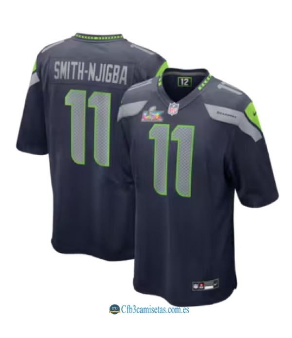 CFB3-Camisetas Jaxon smith-njigba seattle seahawks nike super bowl lx patch game jersey - college navy