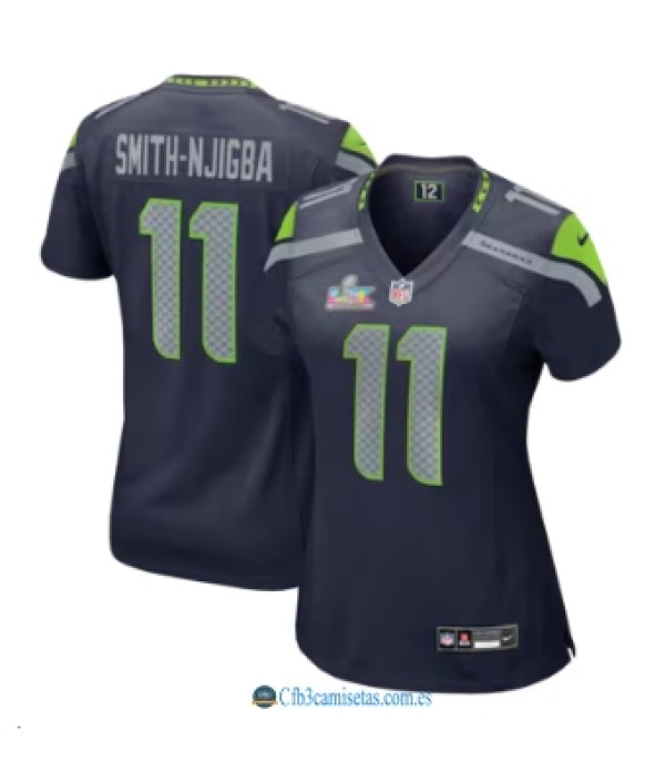 CFB3-Camisetas Jaxon smith-njigba seattle seahawks nike super bowl lx patch game jersey - college navy-mujer