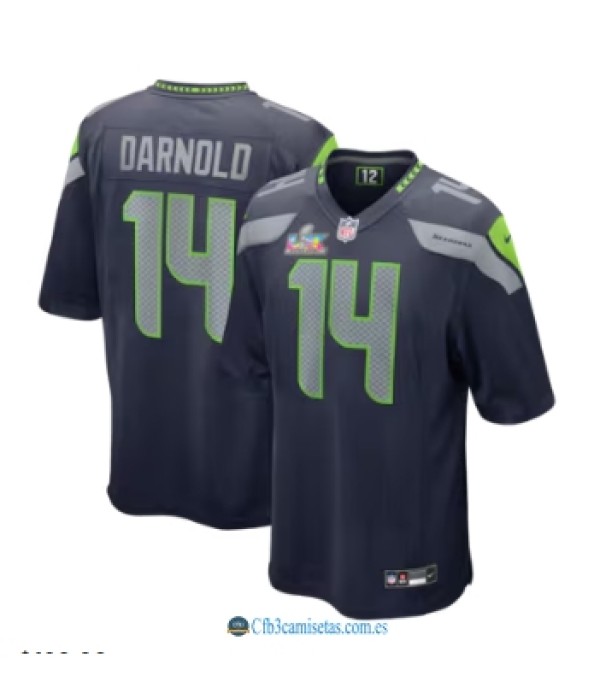 CFB3-Camisetas Sam darnold seattle seahawks nike super bowl lx patch game jersey - college navy