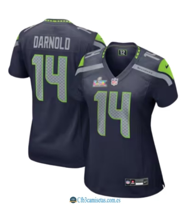 CFB3-Camisetas Sam darnold seattle seahawks nike super bowl lx patch game jersey - college navy -mujer